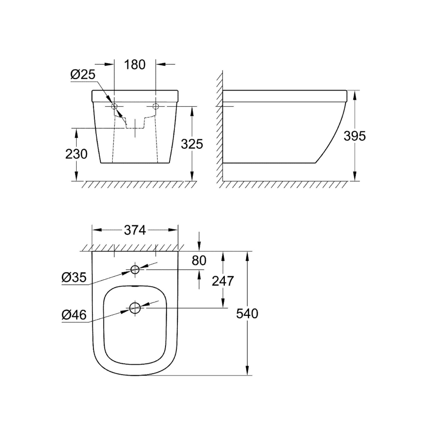 39208000 *Биде подвесное GROHE Euro Ceramic, альпин-белый