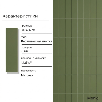 Керамическая плитка M75306DHY olive green matt