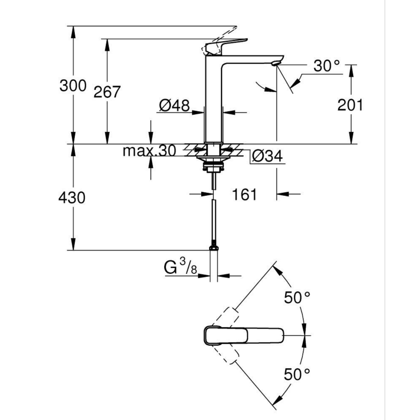 1017290000 *Смеситель для раковины GROHE Cubeo, XL-size, хром