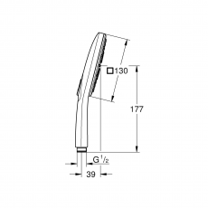 26582000 Ручной душ GROHE SmartActive 130 Cube, 3 вида струй, хром