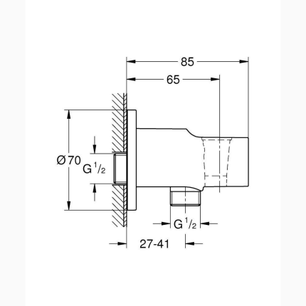 28628001 *Подключение для душевого шланга GROHE Tempesta, хром