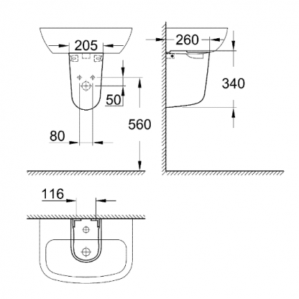 39426000 *Полупьедестал GROHE Bau Ceramic, альпин-белый