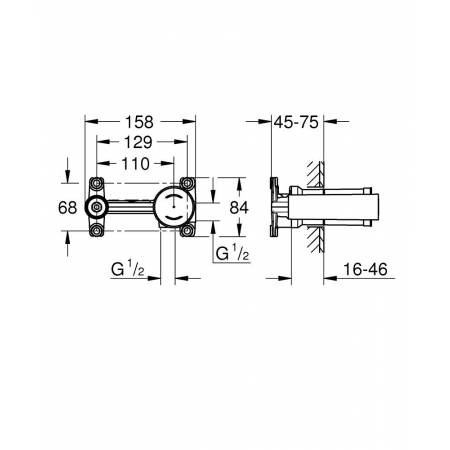 23571000 *Встраиваемая часть смесителя для раковины GROHE, на 2 отверстия