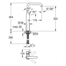 24170DL1 *Смеситель для раковины GROHE Essence, XL-size, теплый закат матовый