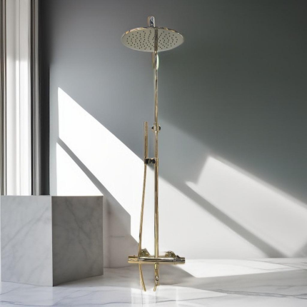Душевая система c изливом для ванны термостат Minotti Avanti Champagne Gold