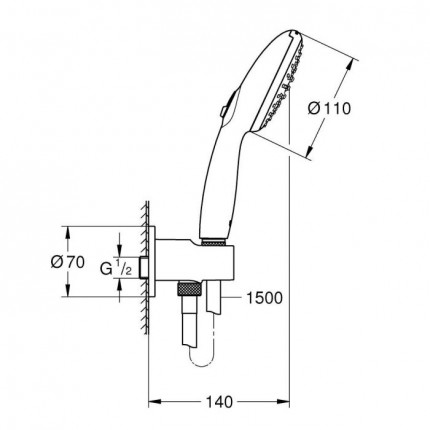 26406003 *Набор для душа GROHE Tempesta 110 с держателем, 2 режима струи, хром