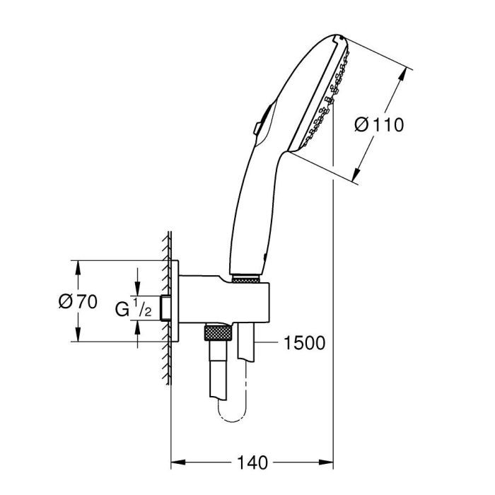 26406003 *Набор для душа GROHE Tempesta 110 с держателем, 2 режима струи, хром