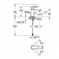 1016990000 *Смеситель для раковины GROHE Cubeo, S-size, хром