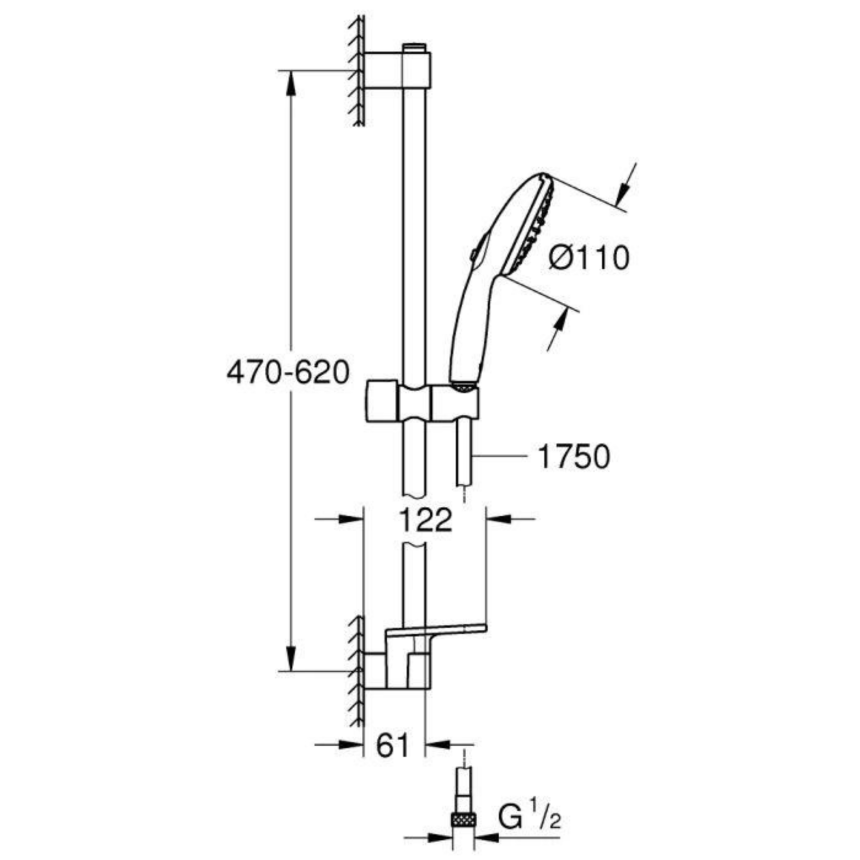 27926003 *Набор для душа GROHE Tempesta 110, 2 режима струи, 13,5 л/мин, хром