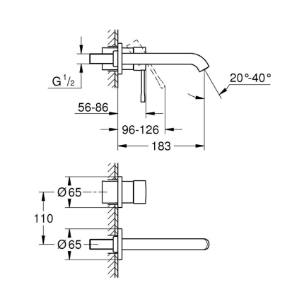 29192001 *Внешняя часть смесителя для раковины GROHE Essence,на 2 отверстия (вынос 183 мм), хром