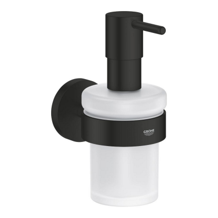 1022572430 Дозатор жидкого мыла с держателем GROHE Essentials, матовый чёрный