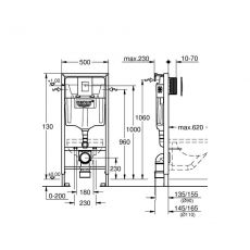 39939000 *Система инсталляции GROHE Rapid SL 3-в-1 в сборе, для подвесного унитаза, фантомный черный