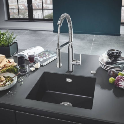31654AP0 Мойка GROHE K700U с одной чашей, 533 x 457 мм, черный гранит