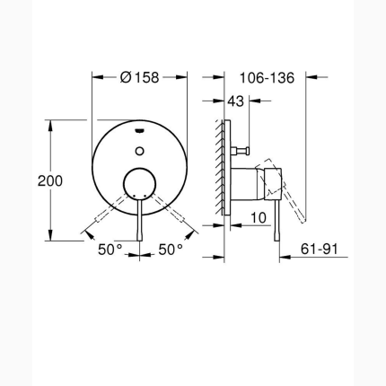 24167KF1 Внешняя часть смесителя для ванны GROHE Essence, 2 положения, фантомный черный