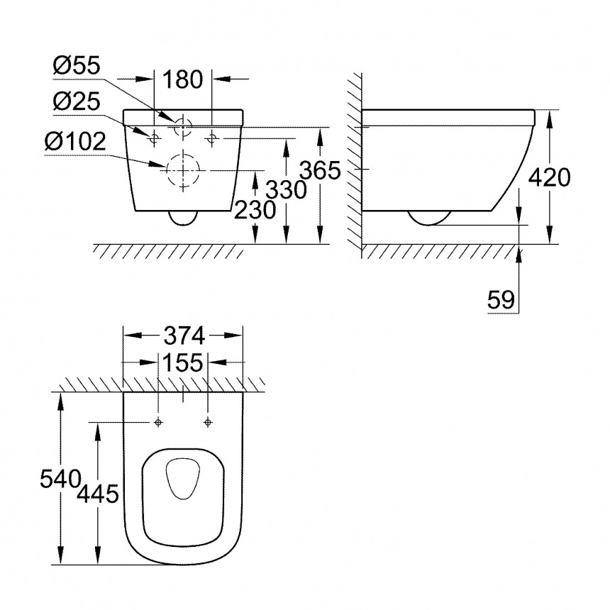 39328000 *Подвесной унитаз GROHE Euro Ceramic, альпин-белый