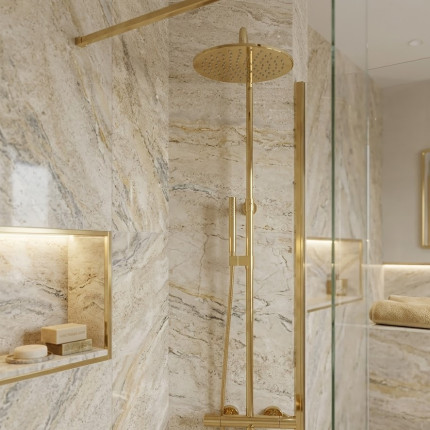 Душевая система c изливом для ванны термостат Minotti Avanti Champagne Gold