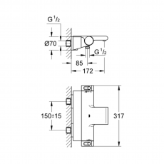 34464001 *Термостатический смеситель для ванны GROHE Grohtherm 2000 с полочкой, хром