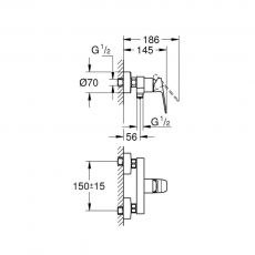 1018240000 *Смеситель для душа GROHE Cubeo, хром