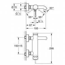 33624AL1 Смеситель для ванны GROHE Essence New, темный графит матовый