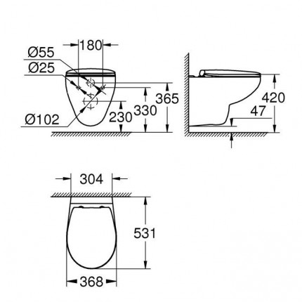 39351000 *Подвесной унитаз GROHE Bau Ceramic с сиденьем, альпин-белый