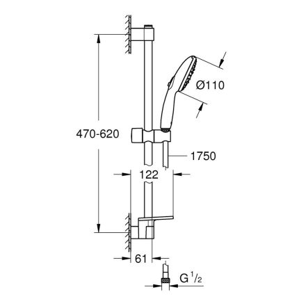 27600003 *Набор для душа GROHE Tempesta 110, 3 режима струи, полочка, хром