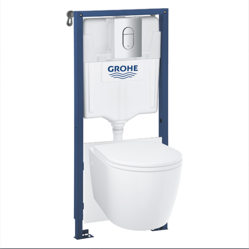 103849SH00 GROHE Rapid SL,5-1,Инсталляция с подвесным унитазом Bau ceramic,панель Arena Cosmopolitan