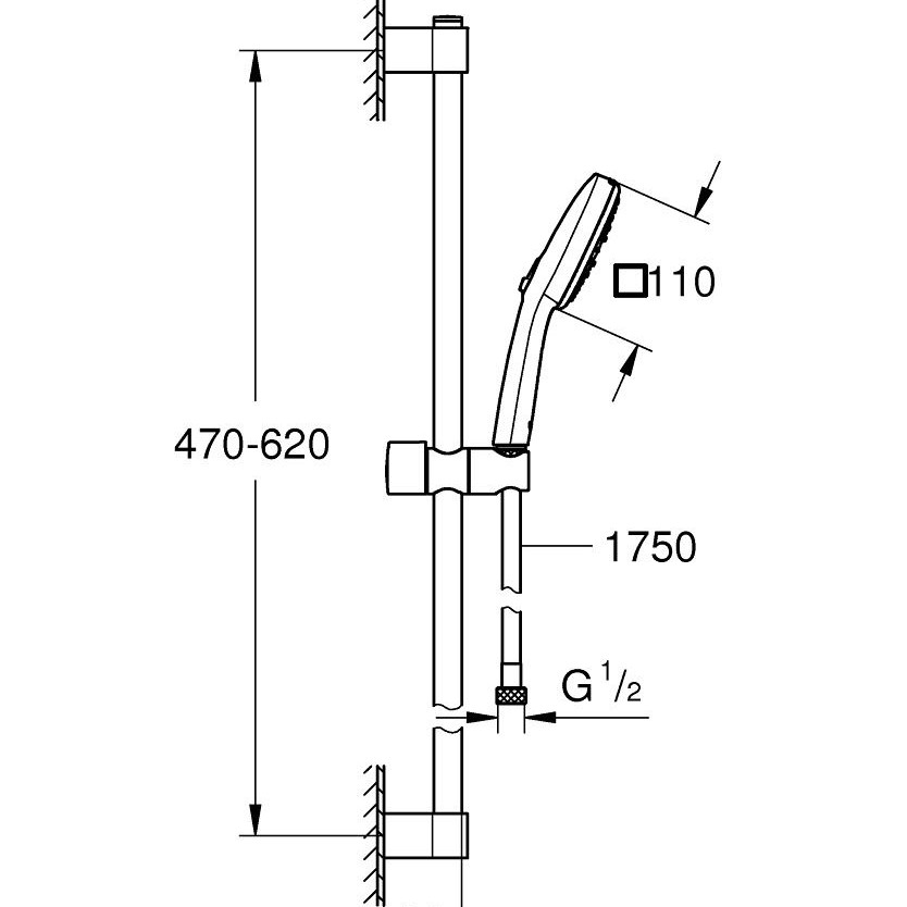27579003 Набор для душа GROHE Tempesta Cube 110, 3 режима струи, 8.4 л/м, хром
