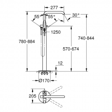 25248DC1 Смеситель для ванны GROHE Essence, напольный монтаж, суперсталь